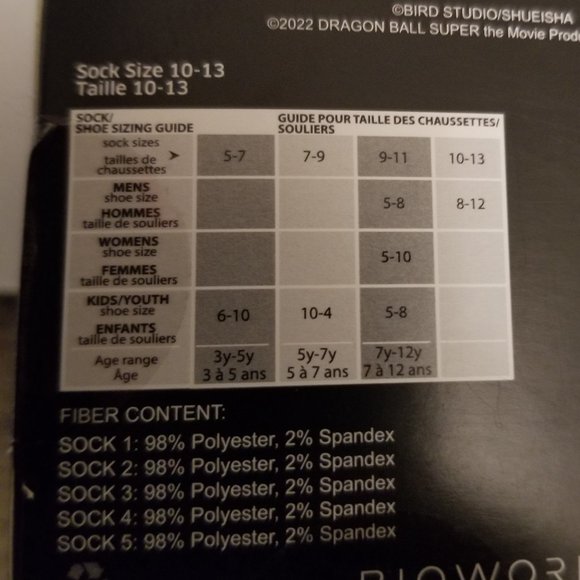 DragonballZ Character Crew Socks - 5 pack - Picture 8 of 9